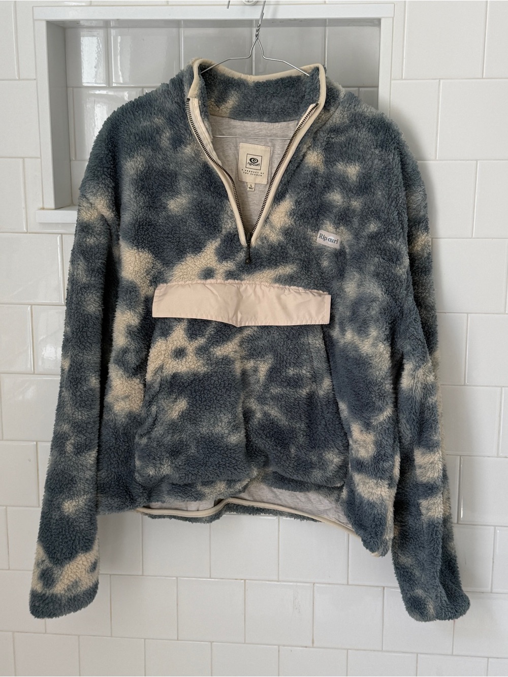 Rip Curl Women's Blue Tie-Dye Drifter Polar Fleece Quarter Zip